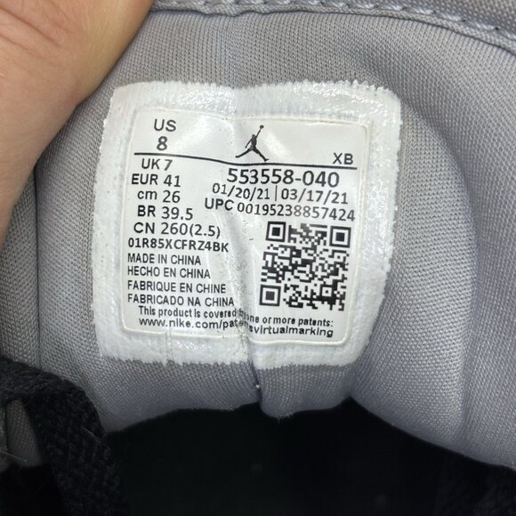 Nike Air Jordan 1 Low ‘Shadow’ Black White Grey Sneakers 553558-040 Size 8 Skate - Picture 11 of 12